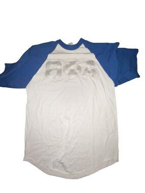 Theta Phi Alpha Knit Shirt Womens M White Blue Raglan Sleeves Crew Neck Pullover